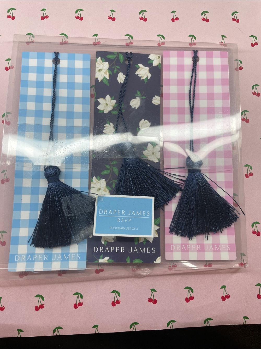 Draper James Tassel Bookmark Trio - Light Blue, Navy & Pink